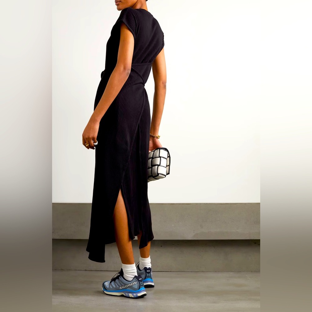 Baserange organic cotton ribbed dress. Black, size small. NWT.